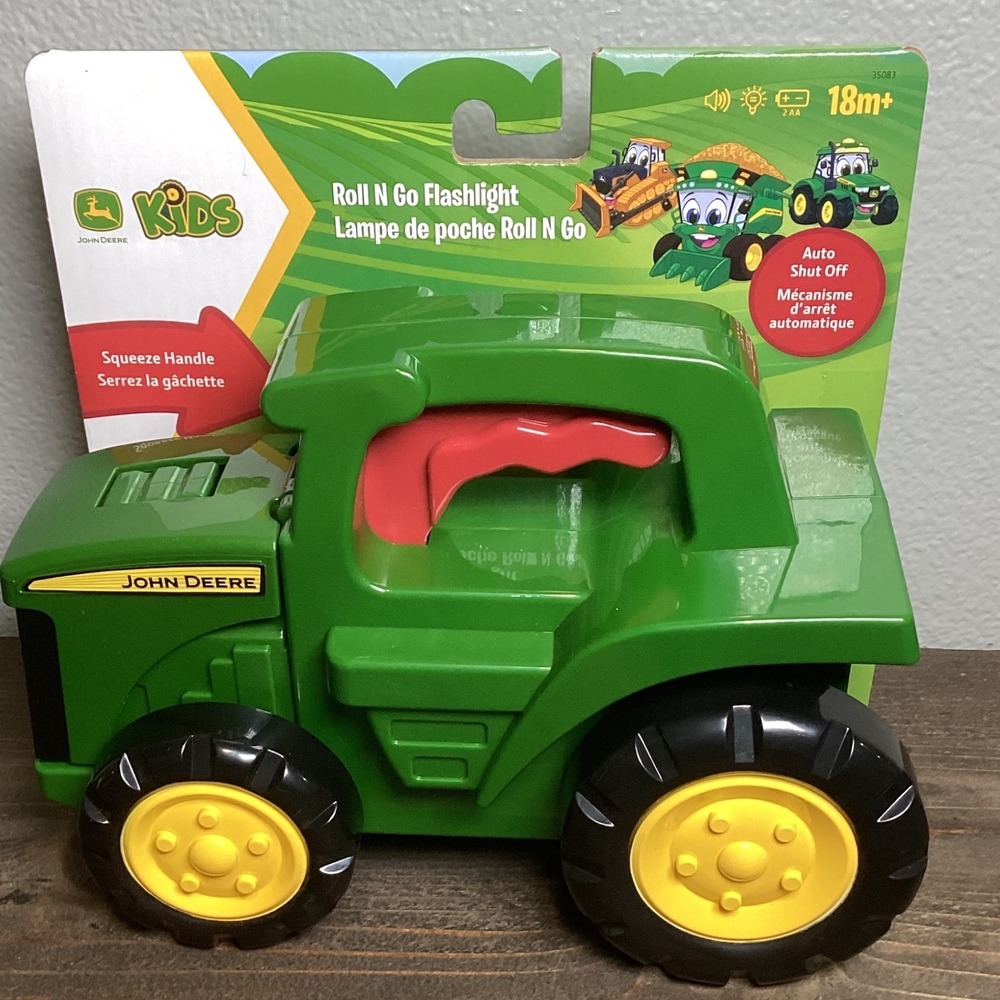John Deere Kids Roll and Go Flashlight‎ with Squeeze Handle Auto Shut Off 18m+
